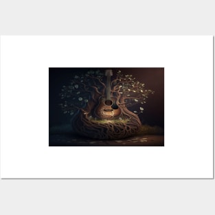 Acoustic Guitar Tree Of Life / Unwind Art Work Design Posters and Art